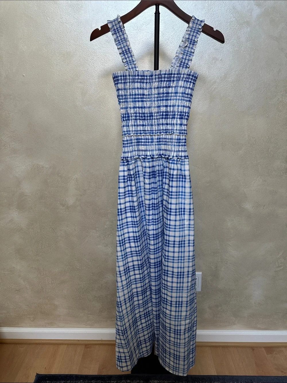Hill House Home Azalea Maxi Nap Dress Blue Watercolor Gingham XXS - Picture 2 of 14